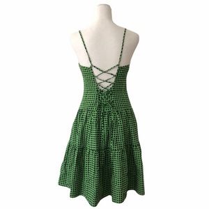 Nanette Lepore Green Polka Dot Sweetheart Top, Spaghetti Strap Dress - 0 / XS